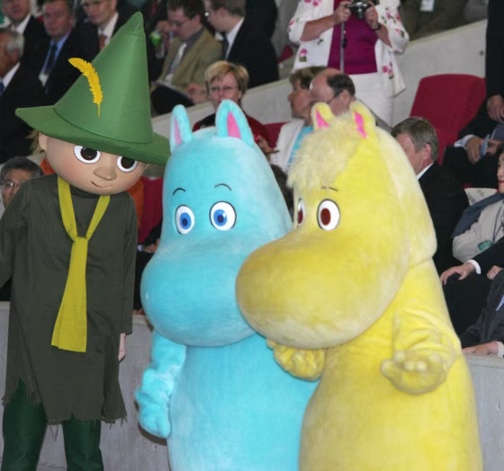 Image: Stuffed toys Moomin, the famous Finnish cartoon characters.
