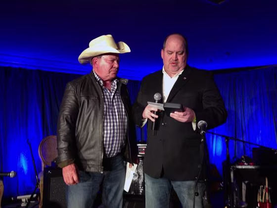 William Shatner is presented with NASA’s Distinguished Public Service medal by Bob Jacobs, NASA Deputy Associate Administrator, Communications, on April 26, 2014.