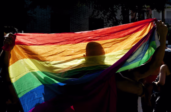 A reveler takes part in the Gay Pride Parade.