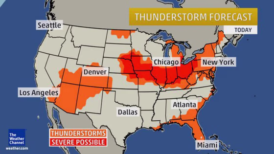 Weather map of the United States
