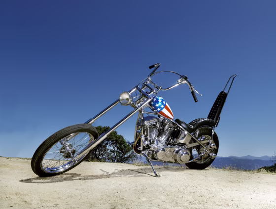 A star-spangled chopper reportedly ridden by Peter Fonda in the classic film "Easy Rider" sold for $1.35 million, making it one of the most expensive motorcycles ever sold.