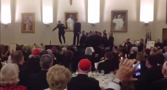 American priests tap dance at the North American College, the elite American seminary up the hill from the Vatican, in a video published on YouTube.