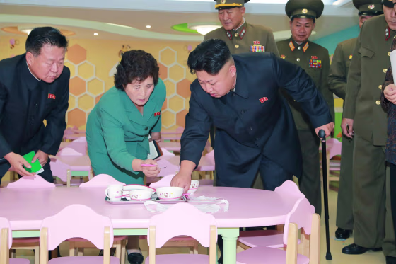 North Korean leader Kim Jong Un gives field guidance during his visit to the completed Pyongyang Baby Home and Orphanage, in this undated photo released by North Korea's Korean Central News Agency (KCNA) in Pyongyang on October 26, 2014. REUTERS/KCNA (NORTH KOREA - Tags: POLITICS)