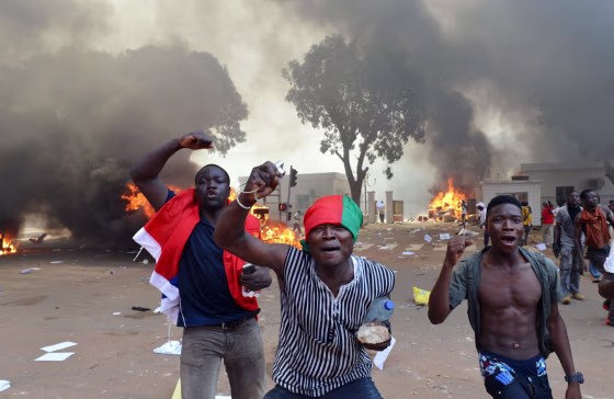 Image: Protesters in Burkina Faso on Thursday