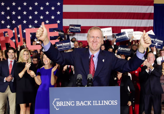 Image: Republican gubernatorial candidate Bruce Rauner celebrates his win over Democratic Gov. Pat Quinn in Chicago