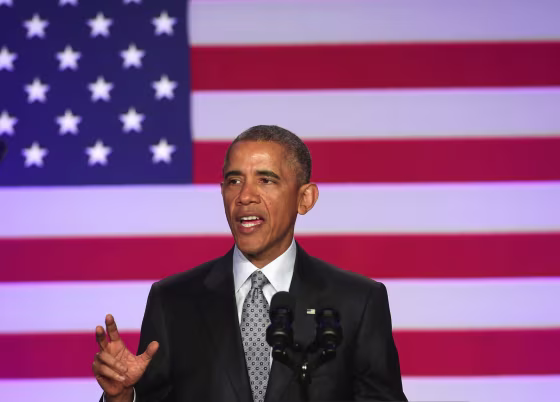 WASHINGTON, DC - FEBRUARY 20:  President Barack Obama speaks during the Democratic National Committee general session February 20, 2014 in Washington, DC. The DNC held its annual winter meeting at the Hyatt Regency in Washington.  (Photo by Mark Wilson/Getty Images)