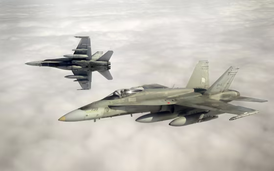 Canadian Forces CF-18 fighter jets take part in military exercises near Keflavik, Iceland on April 5, 2013.