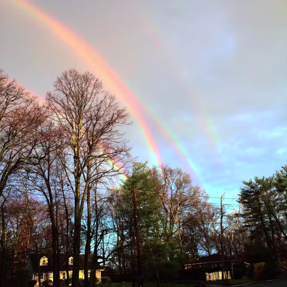 Four rainbows appear in the sky over Glencove, N.Y., on April 21.