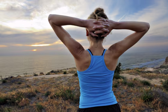 Woman runner stretches