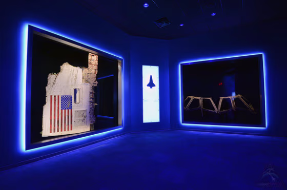 Image: A section of space shuttle Challenger's fuselage and the window frames from space shuttle Columbia