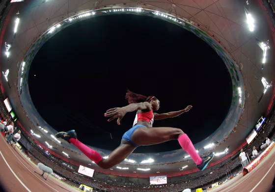 Image: Colombia's Caterine Ibarguen competes in the women’s triple jump final