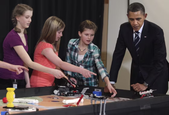 IMAGE: President Barack Obama with Intel Science Talent Search finalists in 2011