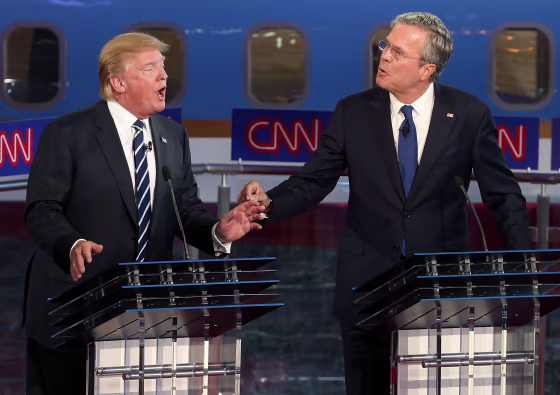 Image: Donald Trump (L) and Jeb Bush