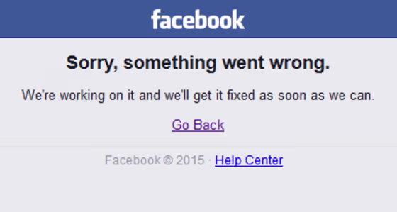 Image: Facebook error message