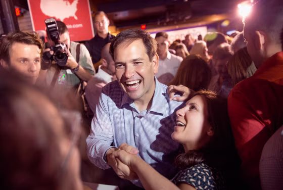 Image: Marco Rubio greets guests gathered for a campaign event
