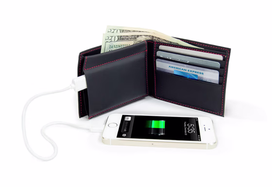 Sharper Image phone charging wallet.
