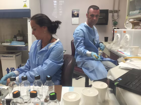 CDC staffers test pesticides at the CDC's dengue lab in Puerto Rico. The agency has adjusted work at its dengue research center to focus on fighting Zika, a related virus.