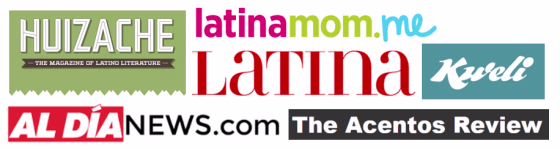 Screen shots of the logos of Huizache, Latinamom.me, Latina Magazine, Kweli, The Acentos Review and AL DÍA News.