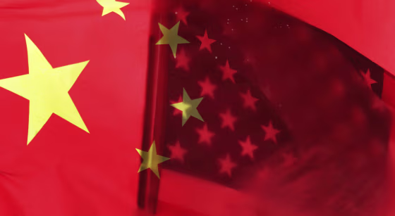 Image: Chinese and U.S. flags are displayed on Constitution Avenue in Washington