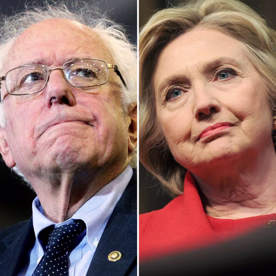 Bernie Sanders pauses while speaking at a campaign rally in a hockey rink at Monroe Community College in Rochester, New York on April 12. | Hillary Clinton attends NAN 25th Anniversary National Convention at Sheraton Hotel, New York City on April 13.