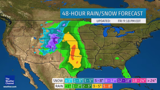 Image: The map shows the rain and snow forecast for the next 48 hours.
