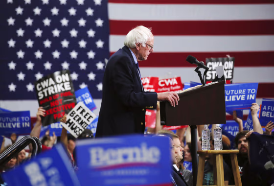 Image: Democratic U.S. presidential candidate Bernie Sanders speaks to supporters during a campaign rally in Oaks, Pennsylvania