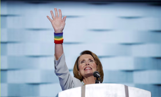 Image: House Minority Leader Pelosi waves as she speaks on the fourth and final night at the Democratic National Convention in Philadelphia
