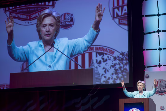 Democratic presidential nominee Hillary Clinton speaks to NABJ, NAHJ Journalists