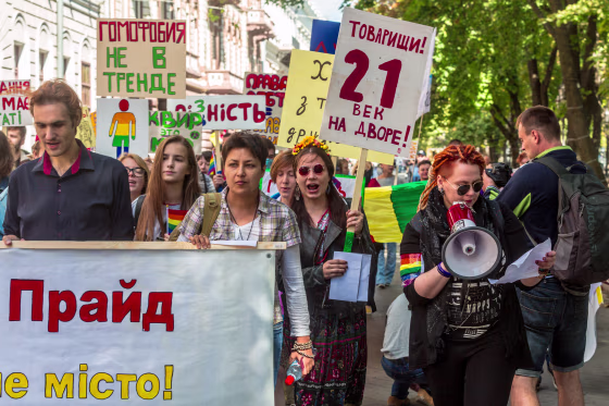 A scene from Odessa Pride in Odessa, Ukraine on August 12, 2016.
