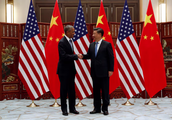 Image: China's President Xi Jinping and U.S. President Barack Obama shake hands before a bilateral meeting ahead of the G20 Summit, in Ming Yuan Hall at Westlake Statehouse in Hangzhou