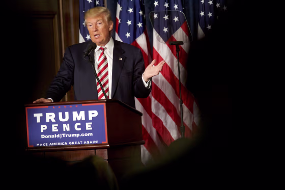 Image: Republican Presidential nominee Donald J. Trump delivers a speech at The Union League of Philadelphia
