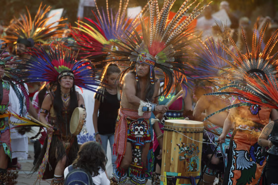 Native Americans head to a rally at the State Capitol in Denver, Colo., Thursday, Sept. 8, 2016, to protest in solidarity with members of the Standing Rock Sioux tribe in North Dakota over the construction of the Dakota Access oil pipeline. The tribe argues that the pipeline, which crosses four states to move oil from North Dakota to Illinois, threatens water supplies and has already disrupted sacred sites. (AP Photo/David Zalubowski)