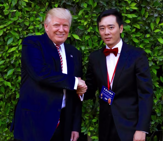 Tian Wang, one of the founders of Chinese Americans for Donald Trump and a member of Trump's Asian Pacific American advisory committee, meeting the Republican presidential nominee.