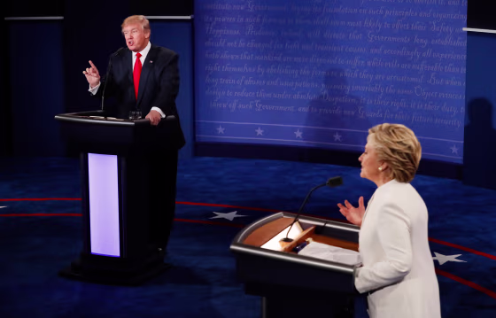 Image: Trump speaks at the final presidential debate