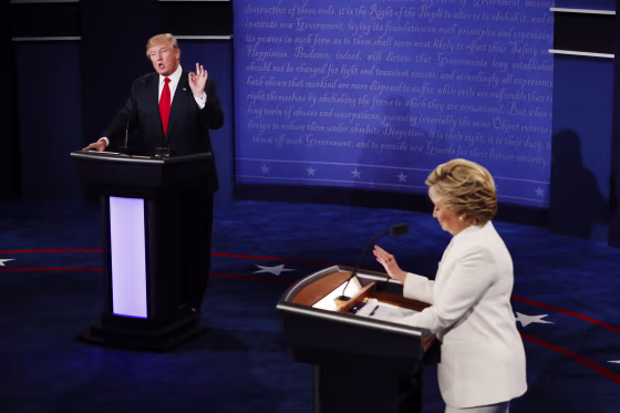 Image: Trump speaks at the final presidential debate