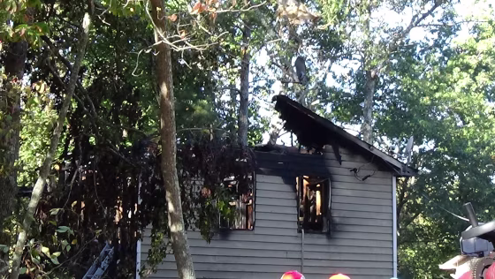 Image: Fire damage to the roof of the house