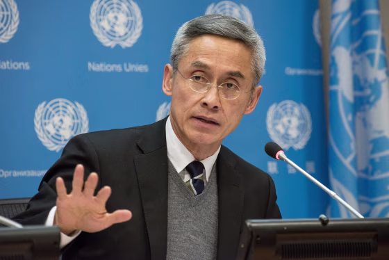 CoI member, Vitit Muntarbhorn speaks with the UN press corps