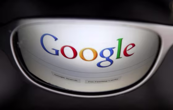Image: A Google search page is reflected in sunglasses in this photo illustration taken in Brussels