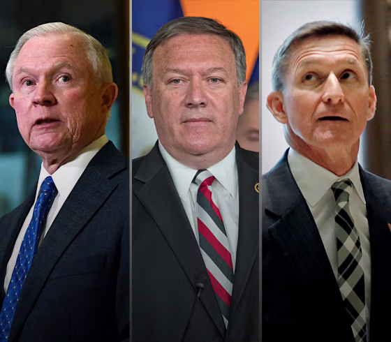 Image: From left, Jeff Sessions, Mike Pompeo and Mike Flynn
