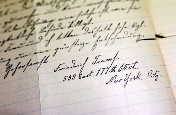 Image: A document signed by Friedrich Trump, grandfather of U.S. President-elect Donald Trump, is pictured at the state archive of Rhineland-Palatinate in Speyer