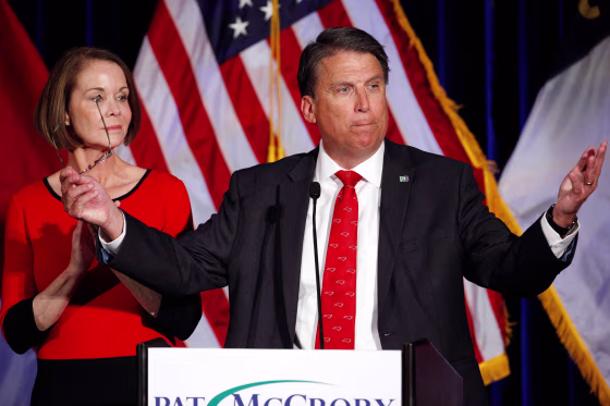 Image: North Carolina Governor Pat McCrory tells supporters that the results of his contest against Democratic challenger Roy Cooper will be contested, while his wife Ann looks on, in Raleigh, North Carolina