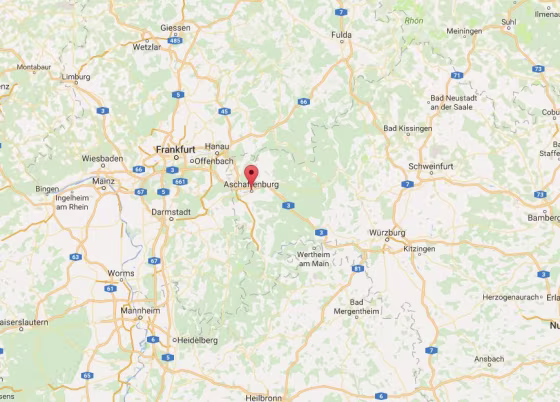 Image: City of Aschaffenburg shown on map