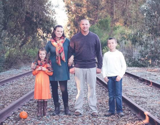 Image: Amanda and SSgt James Yeram and their son Logan, 11, and daughter Emma, 7