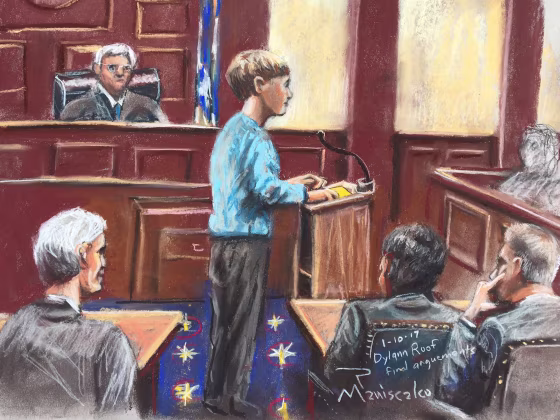 Dylann Roof speaks in the courtroom in Charleston on Jan. 10.