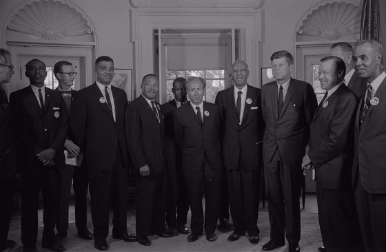 Image: Civil rights leaders meeting with President John F. Kennedy in the Oval Office of the White House following the civil rights march on Washington D.C., Aug. 28, 1963.