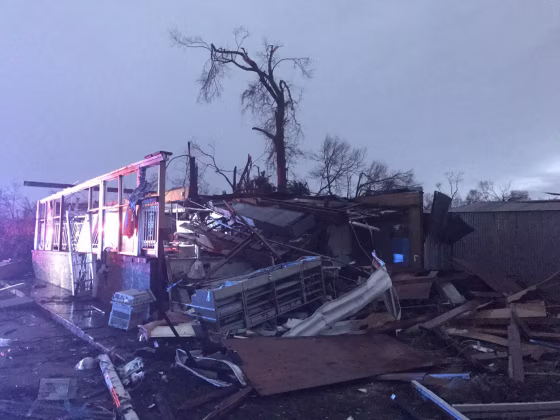 Image: Damage caused by tornadoes in Hattiesburg, Mississippi, Jan. 21, 2017.