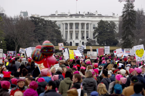 Image: Protesters gather near the White House during the Women's March on Washington, Jan. 21, 2017 in Washington, DC.