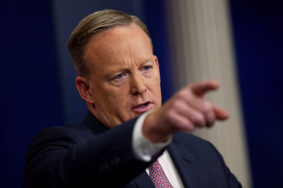 Image: Spicer holds his first press briefing at the White House