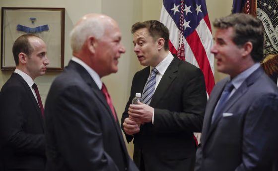 Image: Stephen Miller, Jeff Fettig, Kevin Plank, Elon Musk