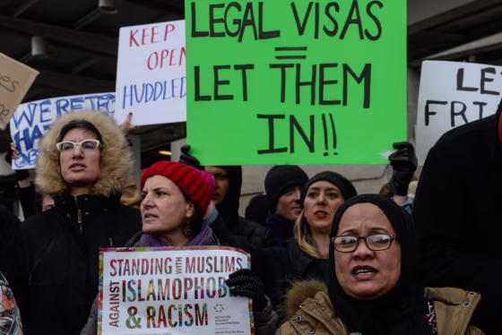 Image: Protestors Rally At JFK Airport Against Muslim Immigration Ban